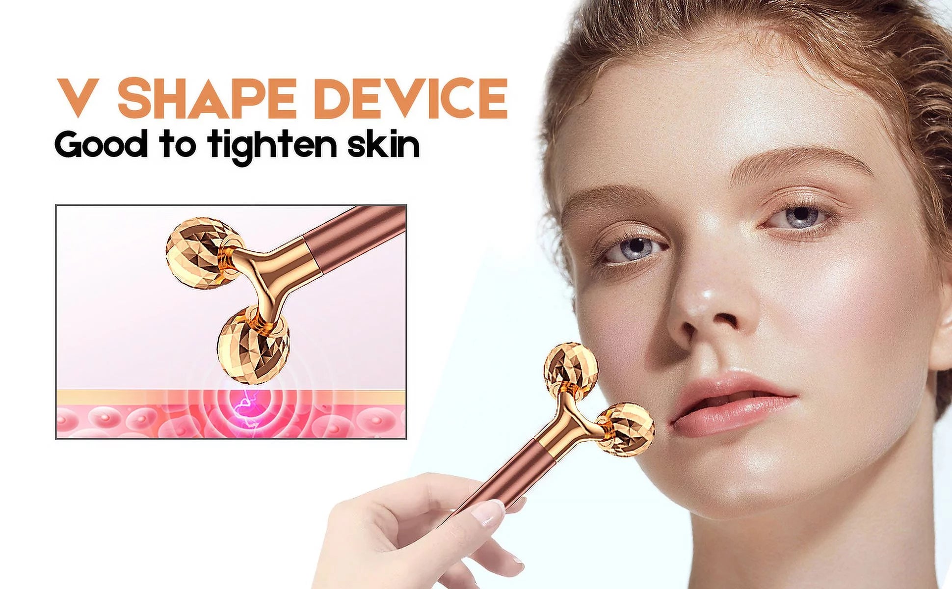 5-In-1 24K Gold Beauty Bar Face Massager Electric Vibrating Rose Quartz 3D Roller Face Lifting Body Facial Gua Sha Jade Roller