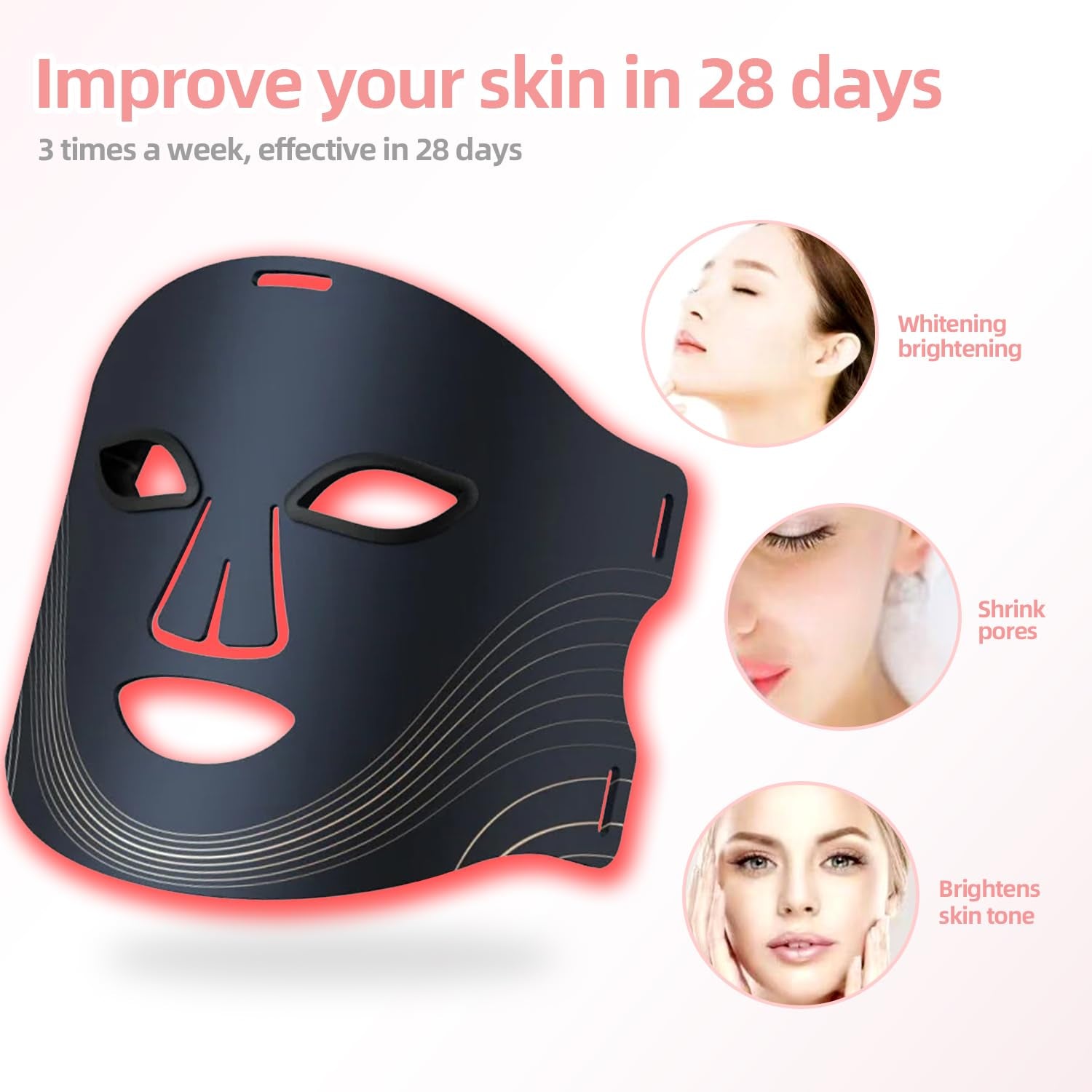 New Red Light Therapy for Face,Blue Red Light Therpy Mask for Face