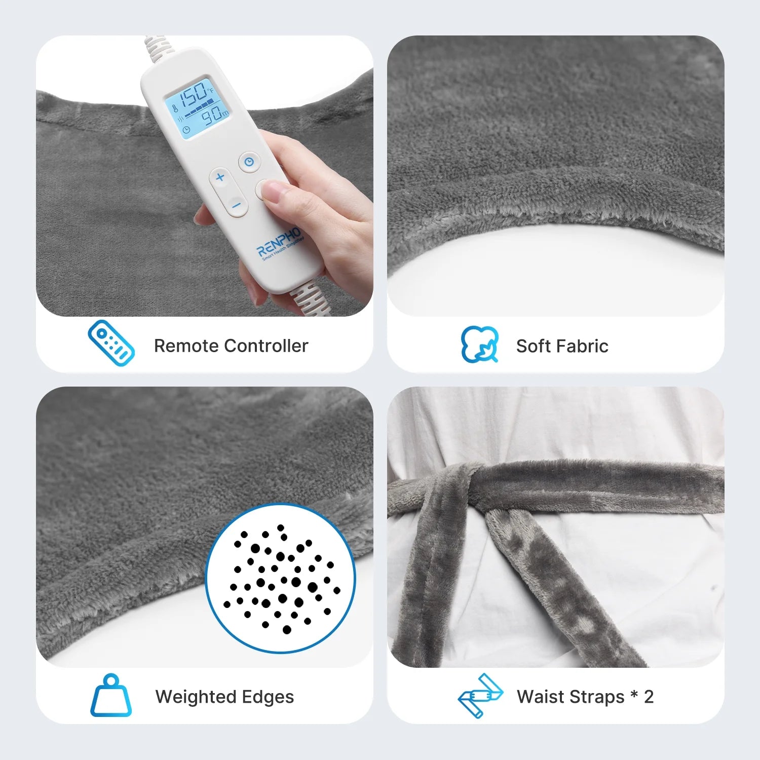 Weighted Heating Pad for Neck and Shoulder, FSA HSA Eligible, 24"X33", Gray