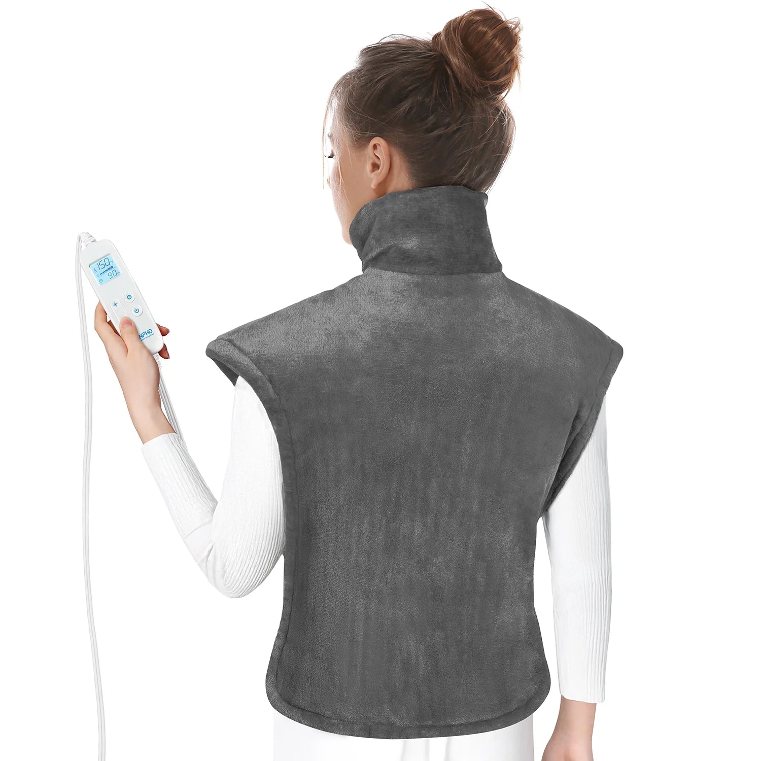 Weighted Heating Pad for Neck and Shoulder, FSA HSA Eligible, 24"X33", Gray