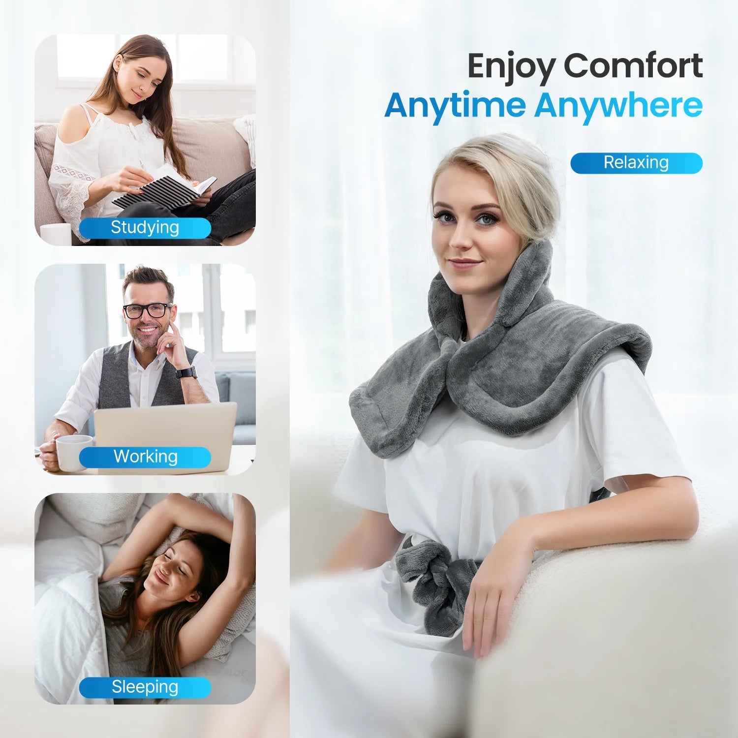 Weighted Heating Pad for Neck and Shoulder, FSA HSA Eligible, 24"X33", Gray