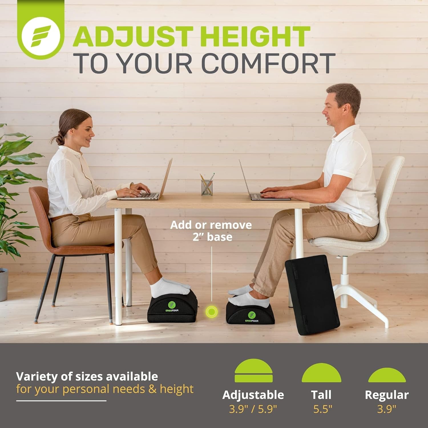Foot Rest for under Desk at Work Adjustable - Chiropractor-Endorsed, High-Density Foam, Velvet (Black)