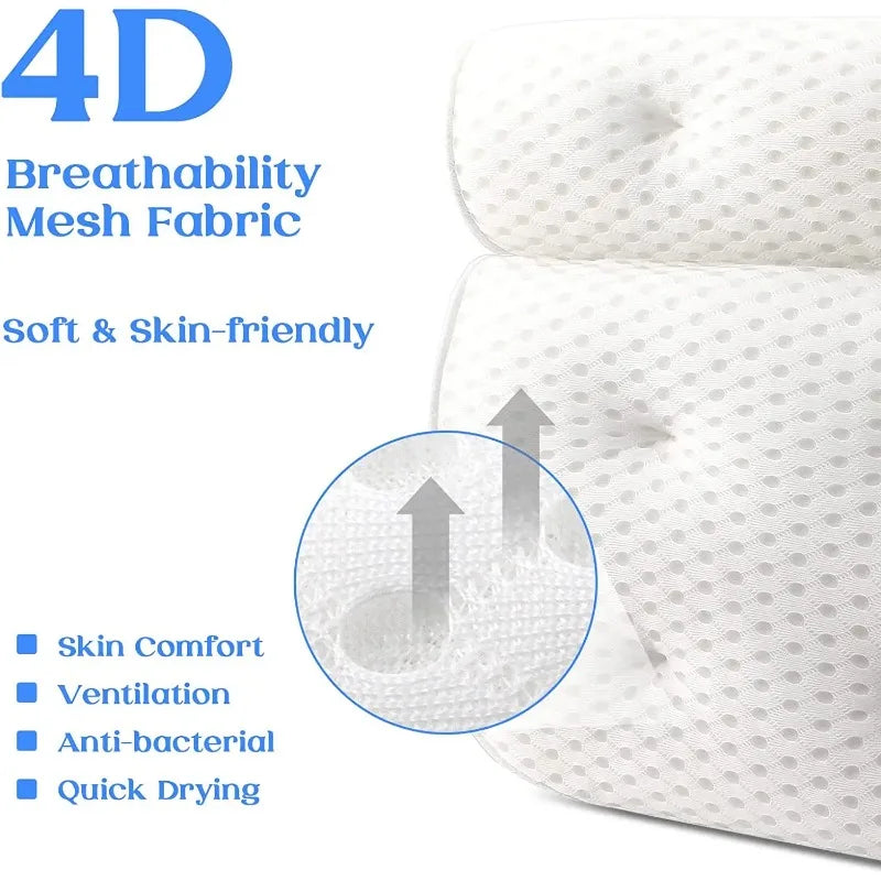 Bath Pillow for Bathtub Support Neck,Head and Back with Non-Slip Suction Cups Air Mesh