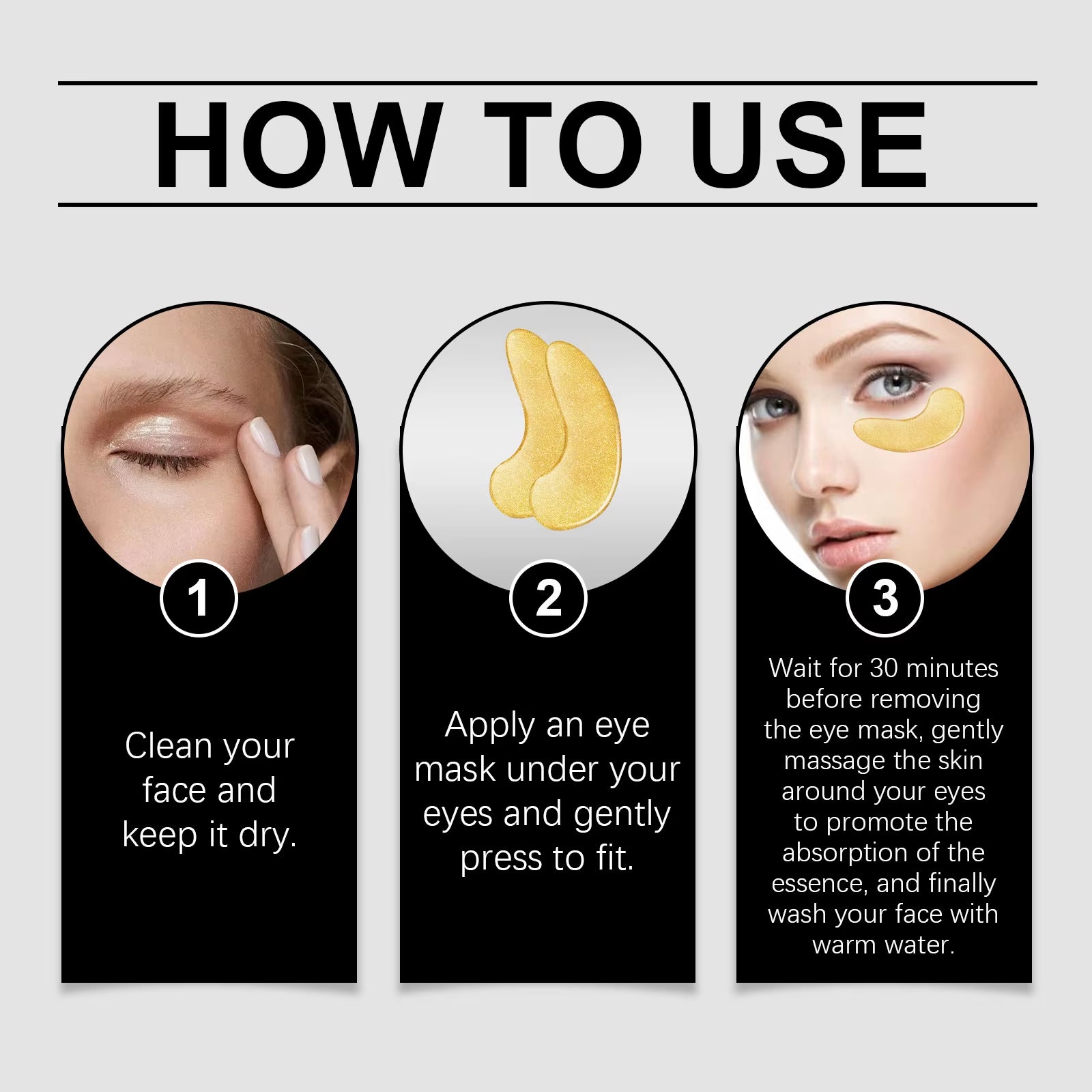 24K Gold Eye Mask Nourishing Dark Circles Remover anti Puffiness Hyaluronic Acid Lifting Eye Contour Crystal Collagen Eye Patch