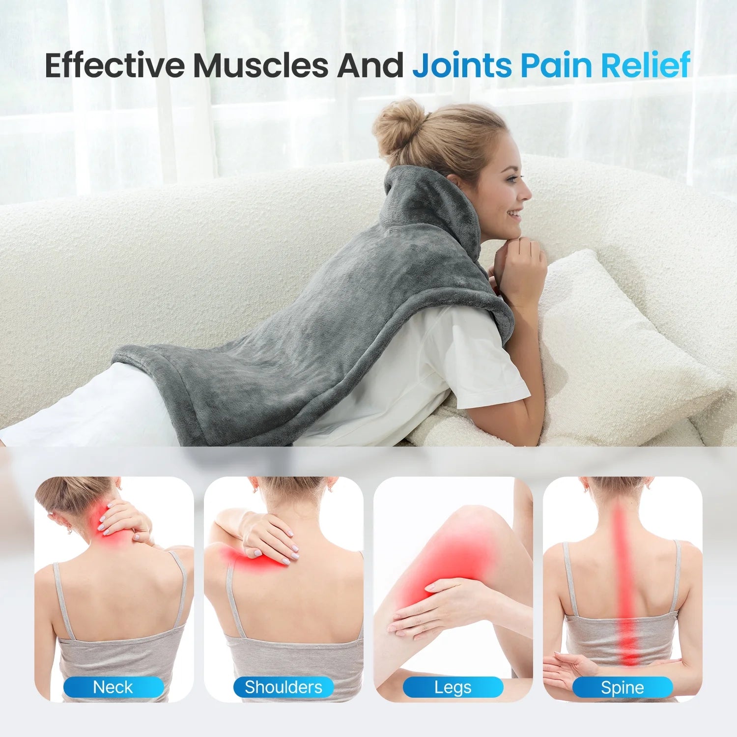 Weighted Heating Pad for Neck and Shoulder, FSA HSA Eligible, 24"X33", Gray