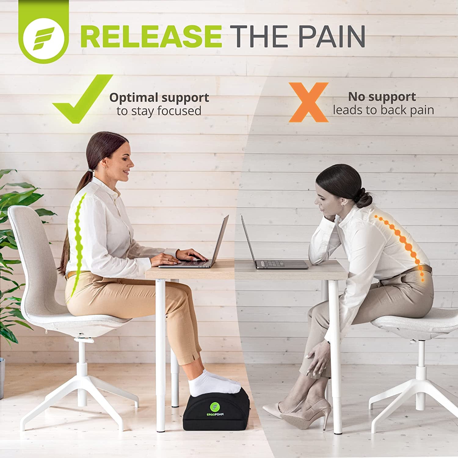 Foot Rest for under Desk at Work Adjustable - Chiropractor-Endorsed, High-Density Foam, Velvet (Black)