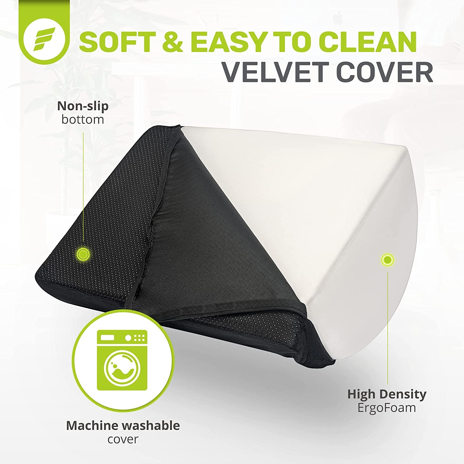 Foot Rest for under Desk at Work Adjustable - Chiropractor-Endorsed, High-Density Foam, Velvet (Black)