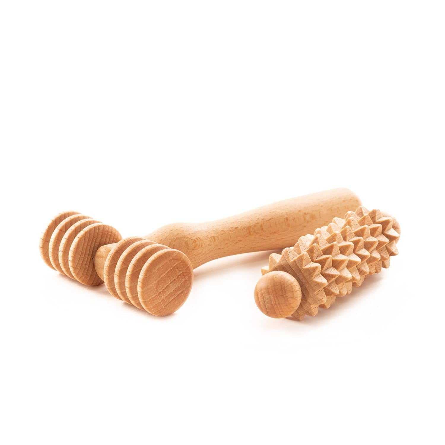 Body and Face Roller, Multi-Functional Wooden Massage Roller, Helps Ease Muscle Tension and Support Skin Health, Natural Face Massage Tools, Set of 2 (2 Piece Set B)