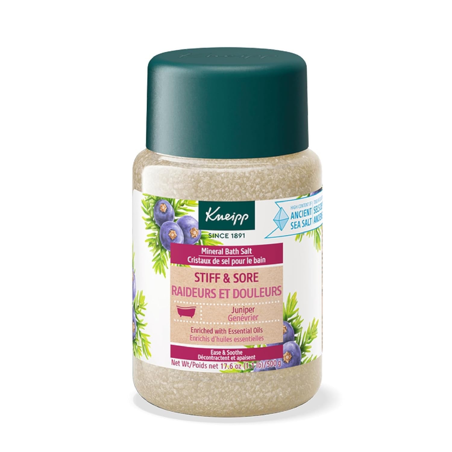 Stiff & Sore Juniper Mineral Bath Salt with Wintergreen & Rosemary - 17.6 Oz - up to 10 Baths