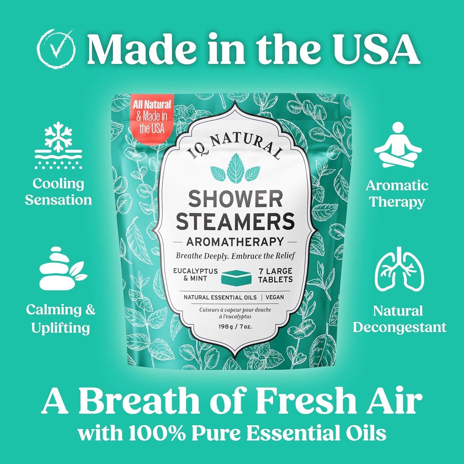 Eucalyptus Shower Steamers Aromatherapy for Women- USA Made - Shower Bombs Aromatherapy for Women, Vapor Shower Tablets Aromatherapy, Menthol Shower Scent Steamers Cold and Flu, Organic Shower Steamer