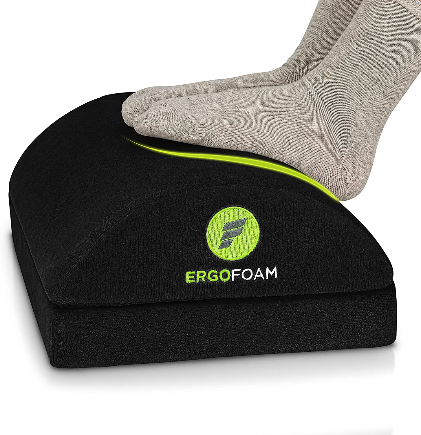 Foot Rest for under Desk at Work Adjustable - Chiropractor-Endorsed, High-Density Foam, Velvet (Black)
