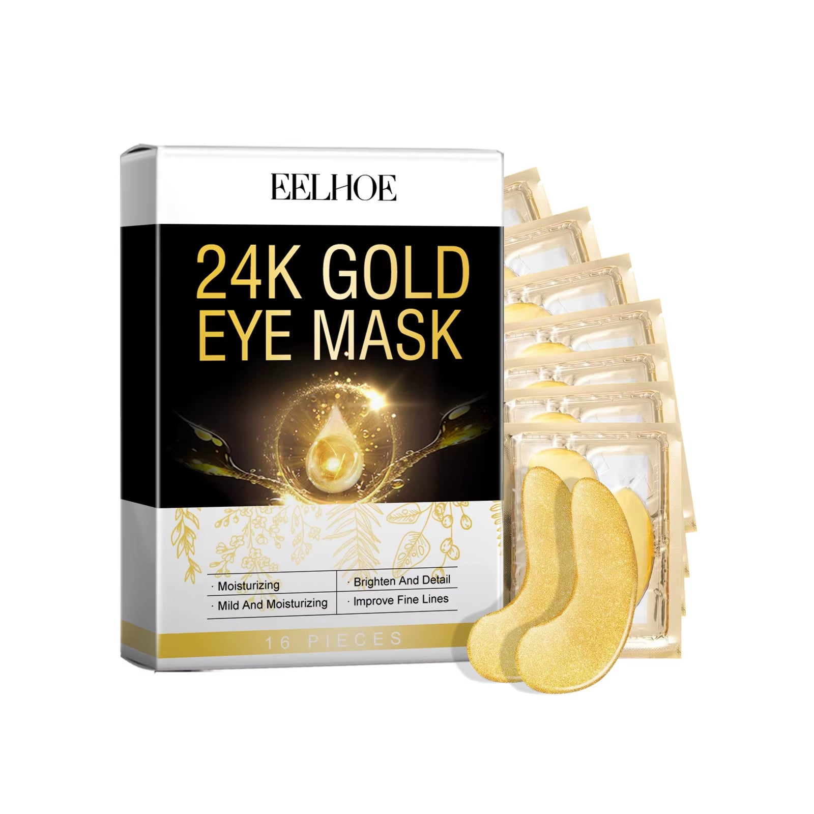 24K Gold Eye Mask Nourishing Dark Circles Remover anti Puffiness Hyaluronic Acid Lifting Eye Contour Crystal Collagen Eye Patch
