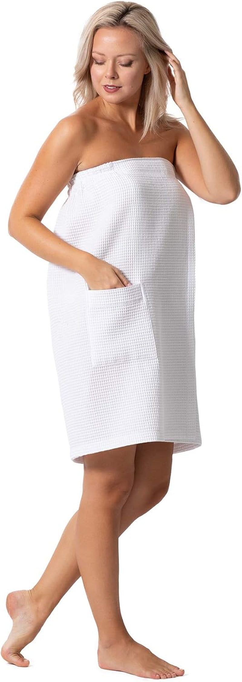 Quick Dry, Lightweight Waffle Spa/Bath Wrap with Adjustable Closure & Elastic Top