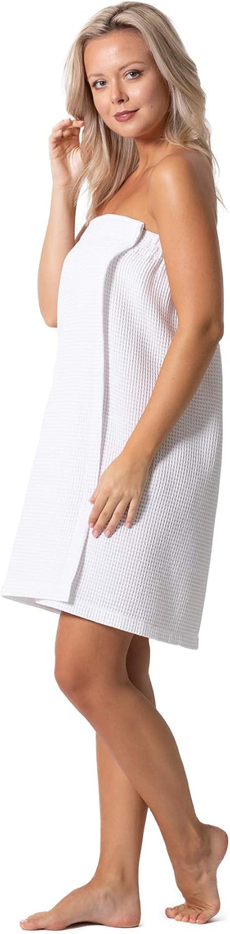 Quick Dry, Lightweight Waffle Spa/Bath Wrap with Adjustable Closure & Elastic Top