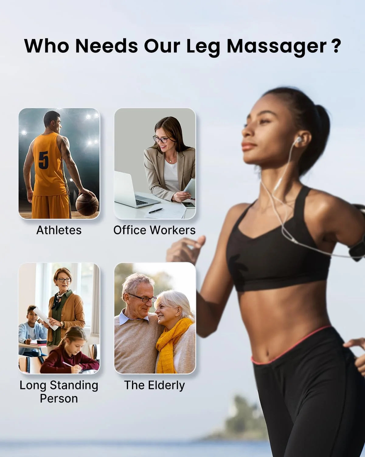 Leg Massager for Circulation with Zipper for Foot Calf Thigh Upgrade Leg Wraps, Gift for Dad Mom