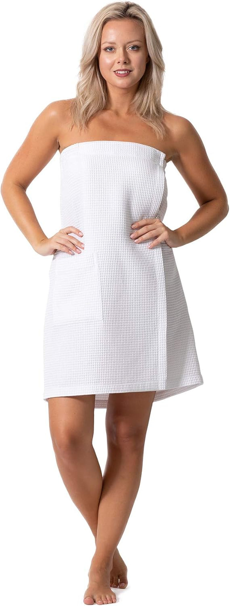Quick Dry, Lightweight Waffle Spa/Bath Wrap with Adjustable Closure & Elastic Top
