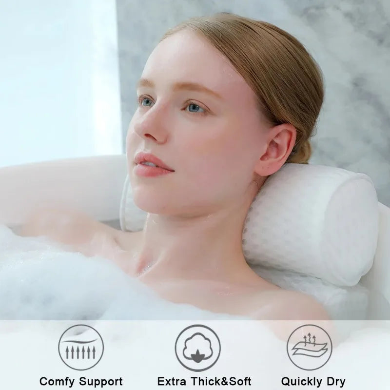 Bath Pillow for Bathtub Support Neck,Head and Back with Non-Slip Suction Cups Air Mesh