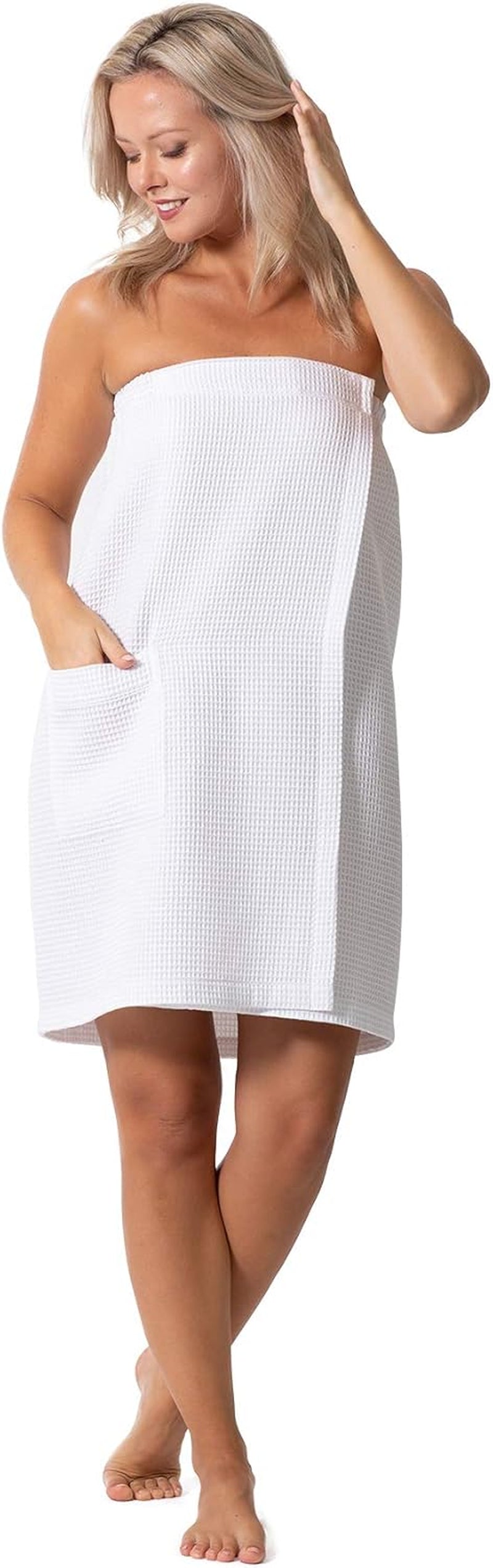 Quick Dry, Lightweight Waffle Spa/Bath Wrap with Adjustable Closure & Elastic Top