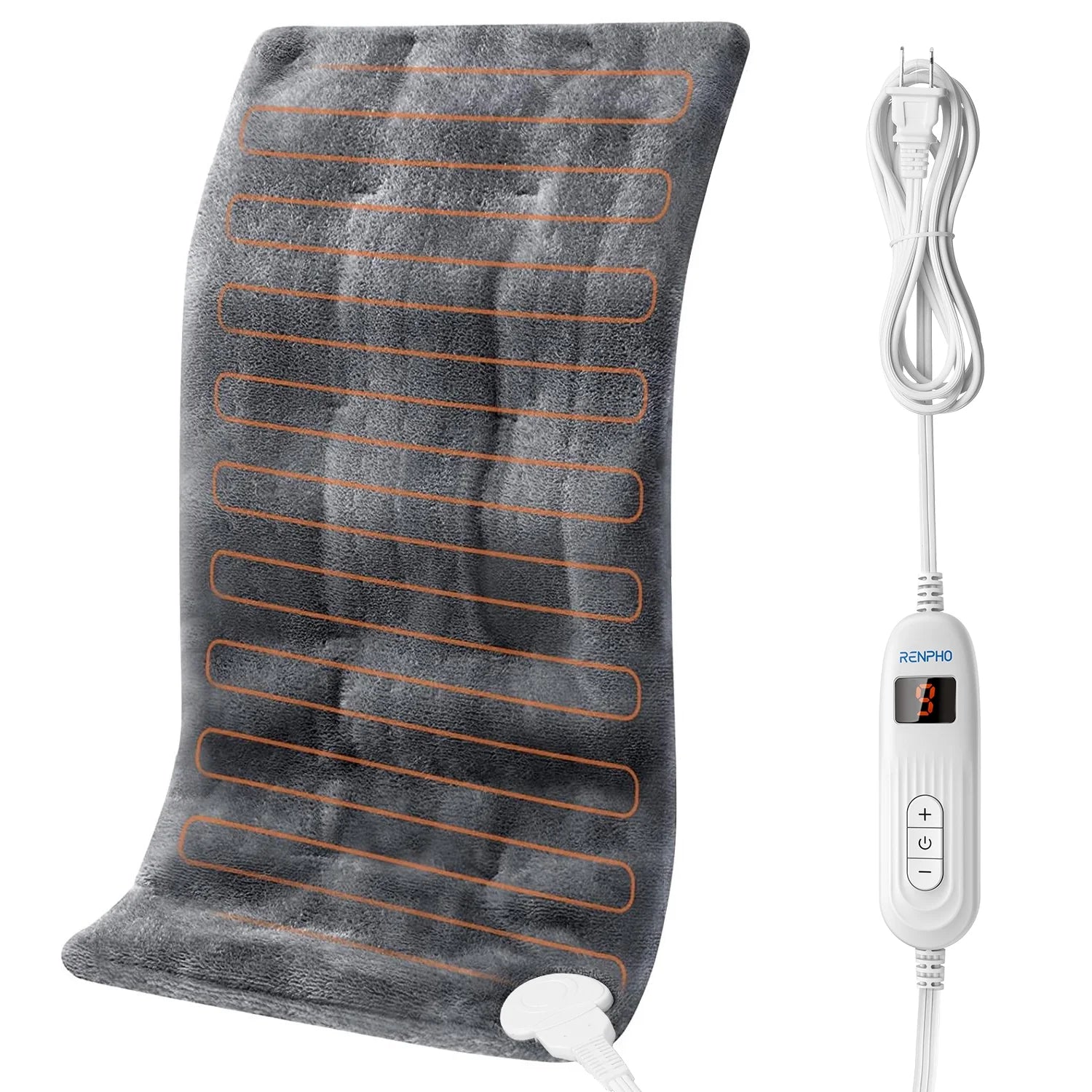Heating Pad, 10 Heat Settings, Auto Shut-Off Feature, FSA HSA Eligible, 12"X24", Gray