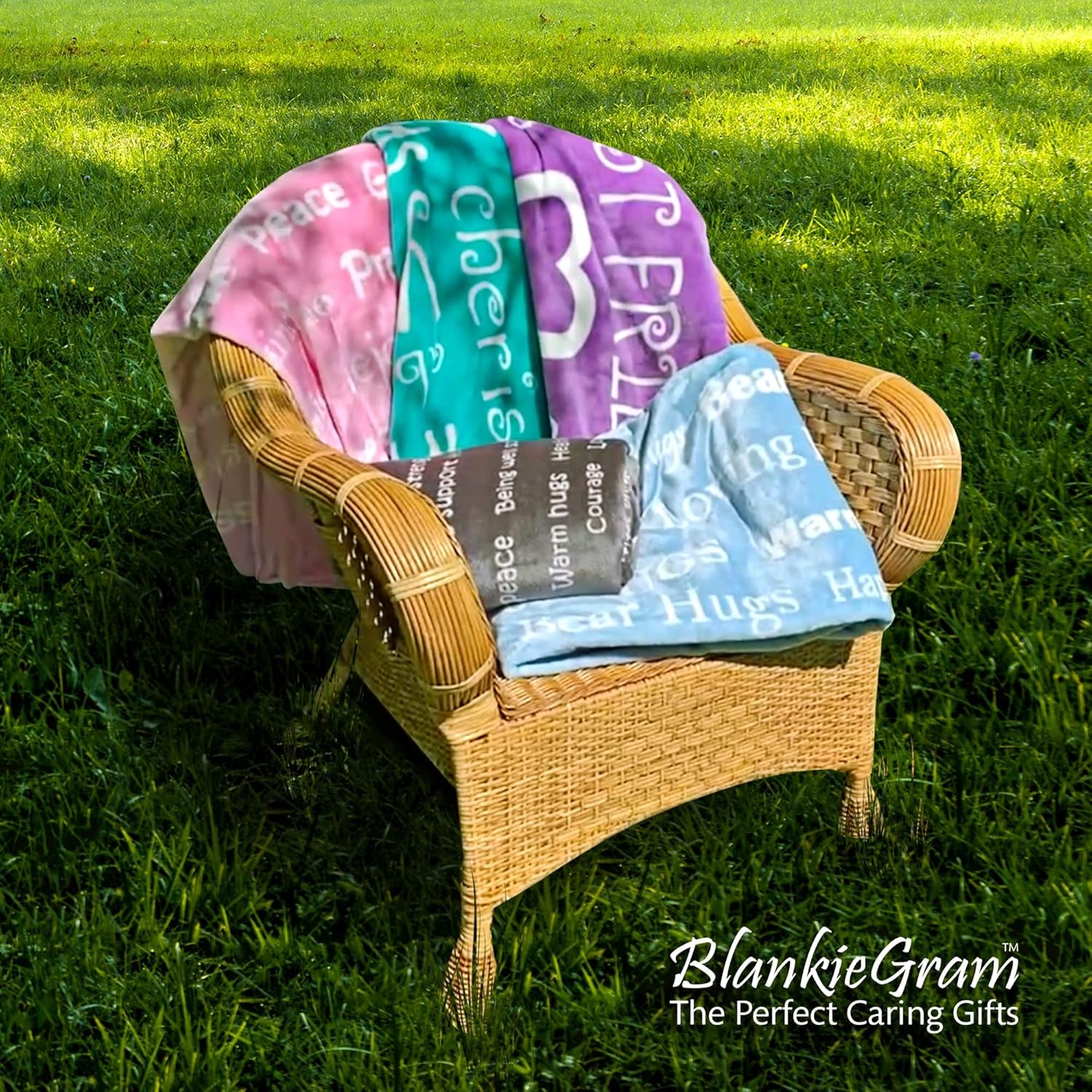 Blankiegram Healing Thoughts Throw Blanket, Comfort Gifts, Spread Positive Energy, Send Hugs with Inspirational Blanket, Perfect Get Well Gifts for Women, Men and Children - 50"X60" (Purple)
